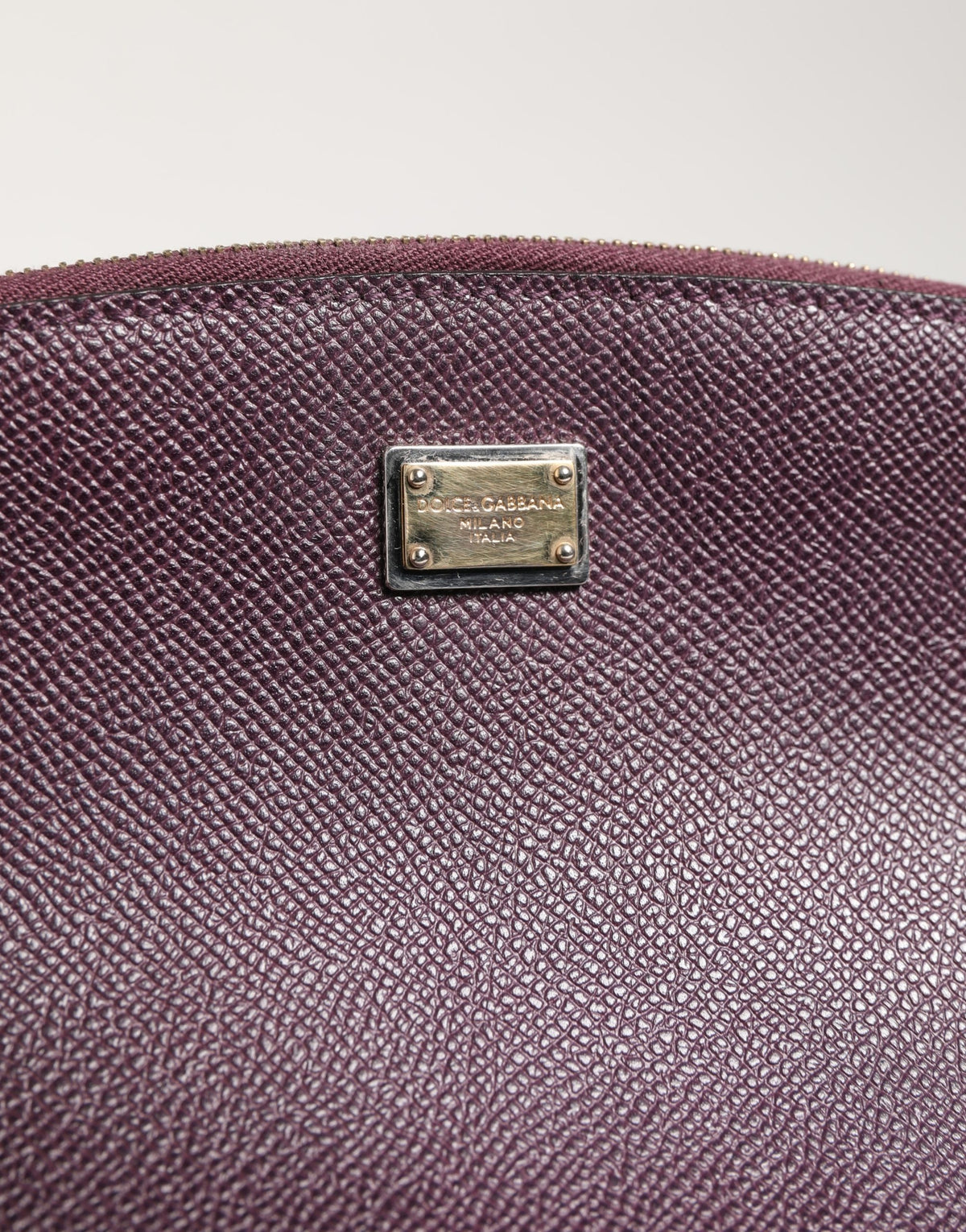 Dolce & Gabbana Dark Purple Leather DG Logo Zip Around Hand Purse Women's Card Holder (9.1 x 5.9 x 3.9 in)