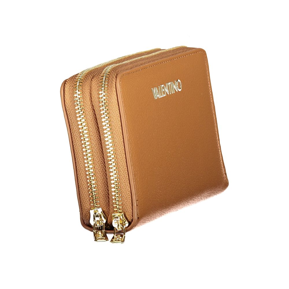 Mario Valentino Brown Polyurethane Women's Zip Coin Purse Wallet