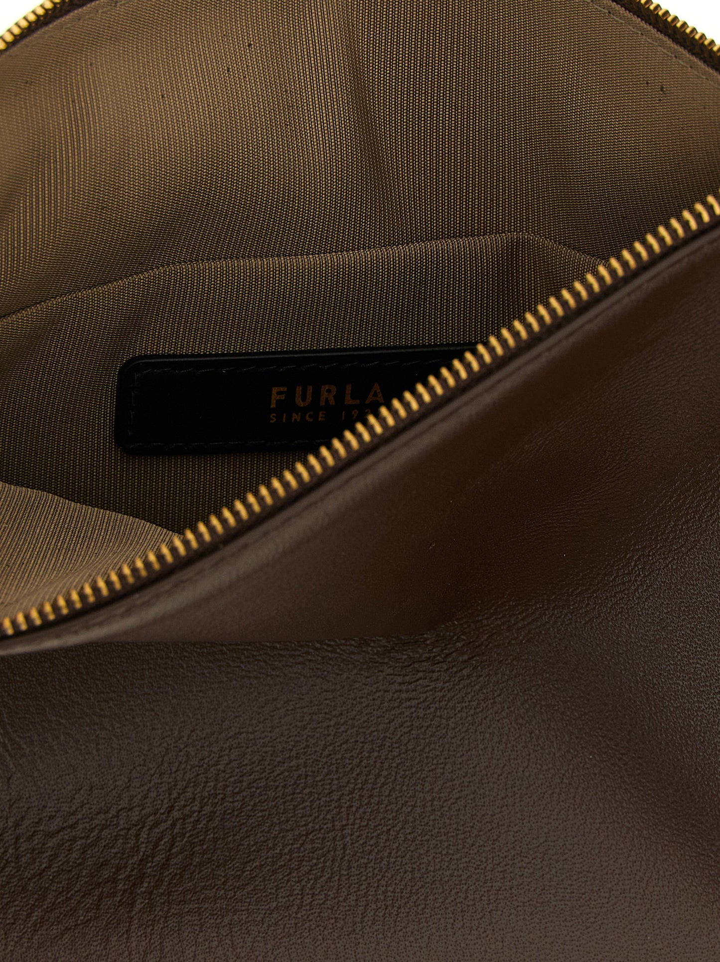 Furla Brown Lamb Leather Shoulder Bag
