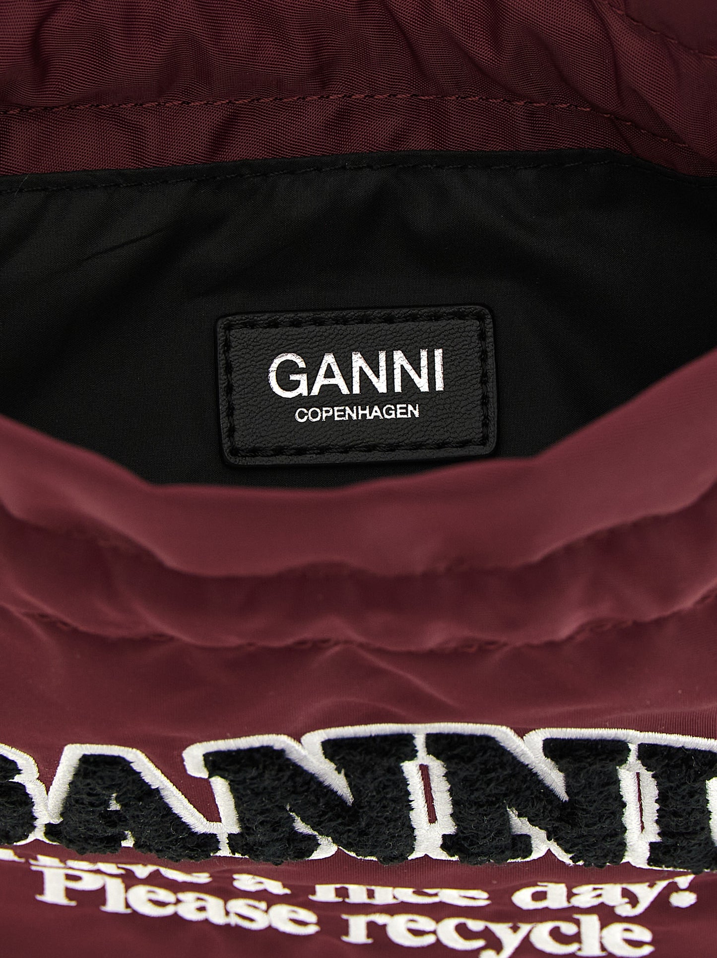 Ganni Bordeaux Recycled Polyamide Clutch Bag