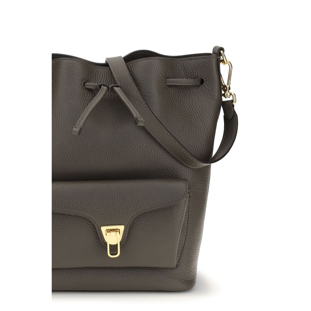 Coccinelle Brown Calf Leather Bucket Bag