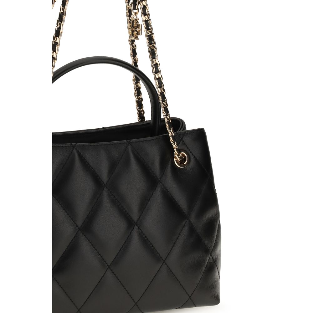 Tory Burch Black Calf Leather Women's Chain Tote Bag