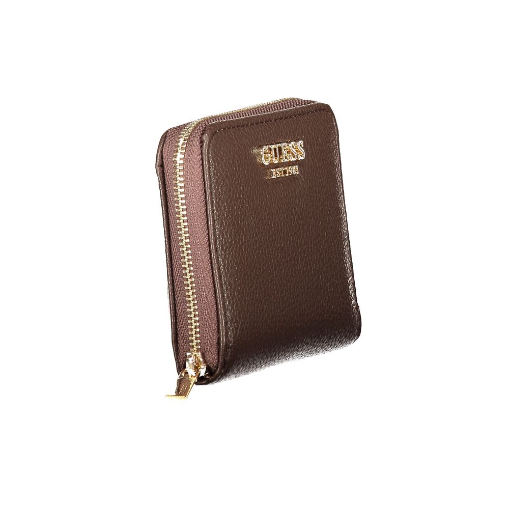 Guess Jeans Brown Polyurethane Women's Zip Coin Purse Wallet - Ref GU-48480