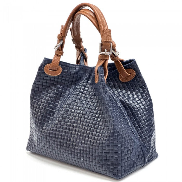 Debora IN Leather Shoulder Bag - Navy Blue