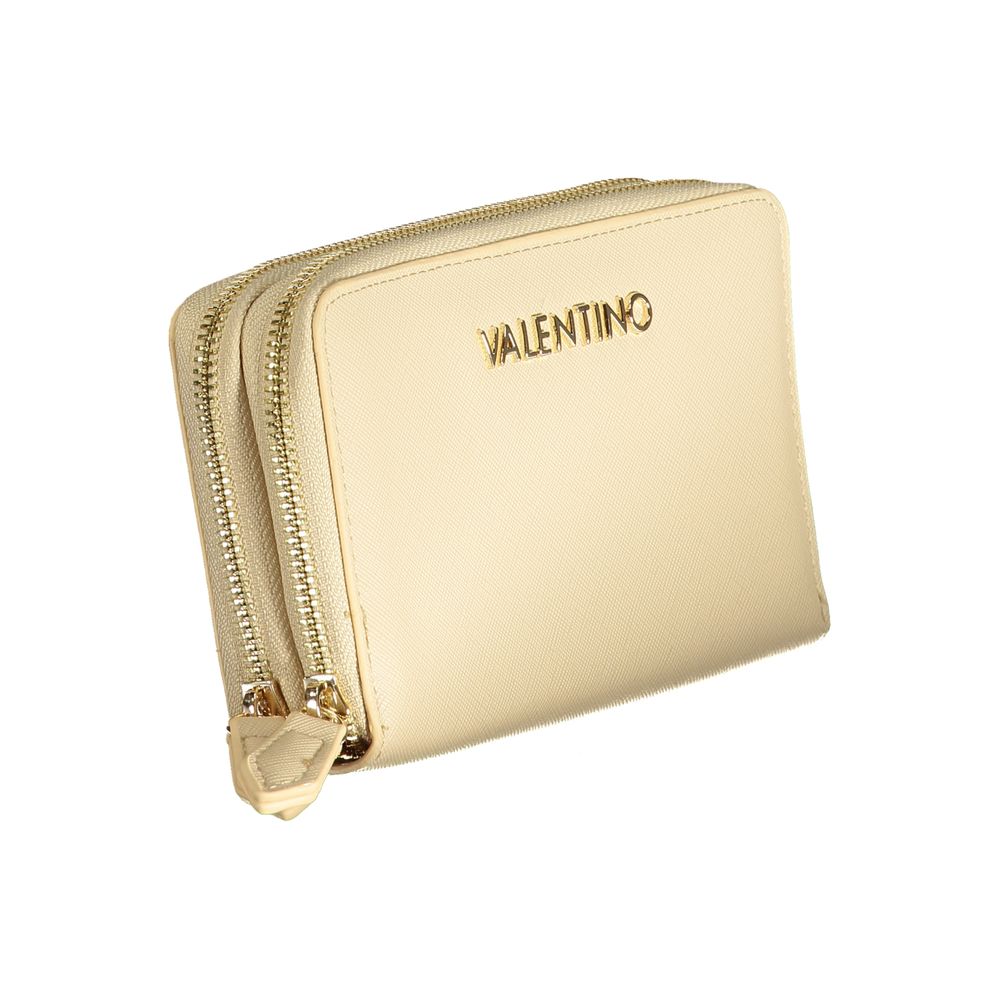 Mario Valentino Beige Polyurethane Women's Zip Coin Purse Wallet - Ref VA-29944