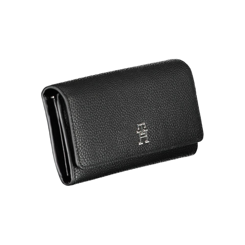 Tommy Hilfiger Black Polyurethane Women's Snap Coin Purse Wallet - Ref TO-16777