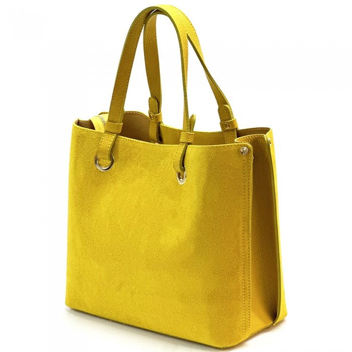 Aurelia Leather Tote Bag - Mustard Mostaza /Yellow Suede
