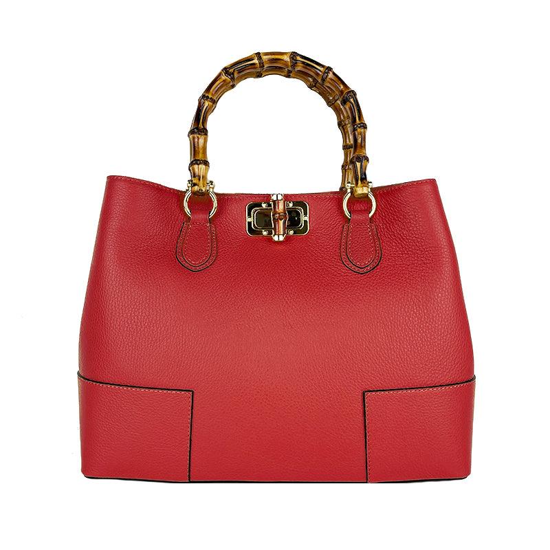 RED Bamboo handles Handbag made in Italy