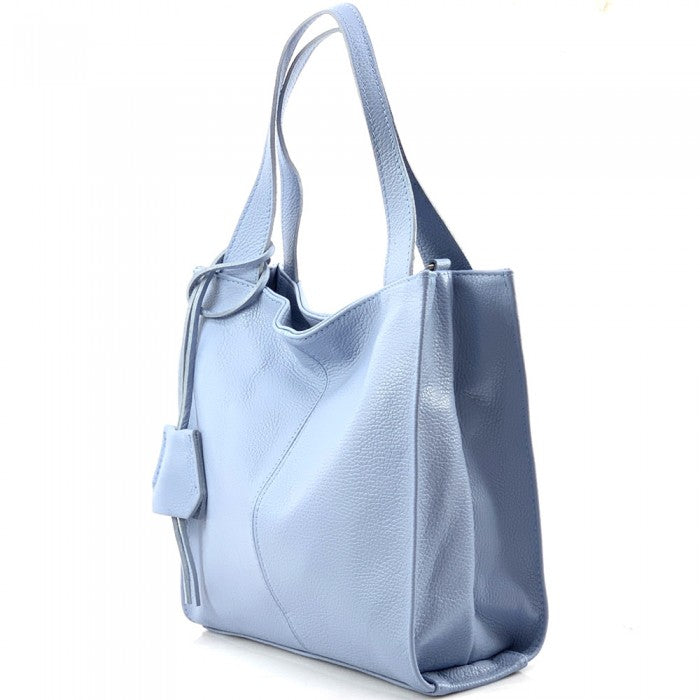 Zoe Leather Shoulder Bag - Baby Blue