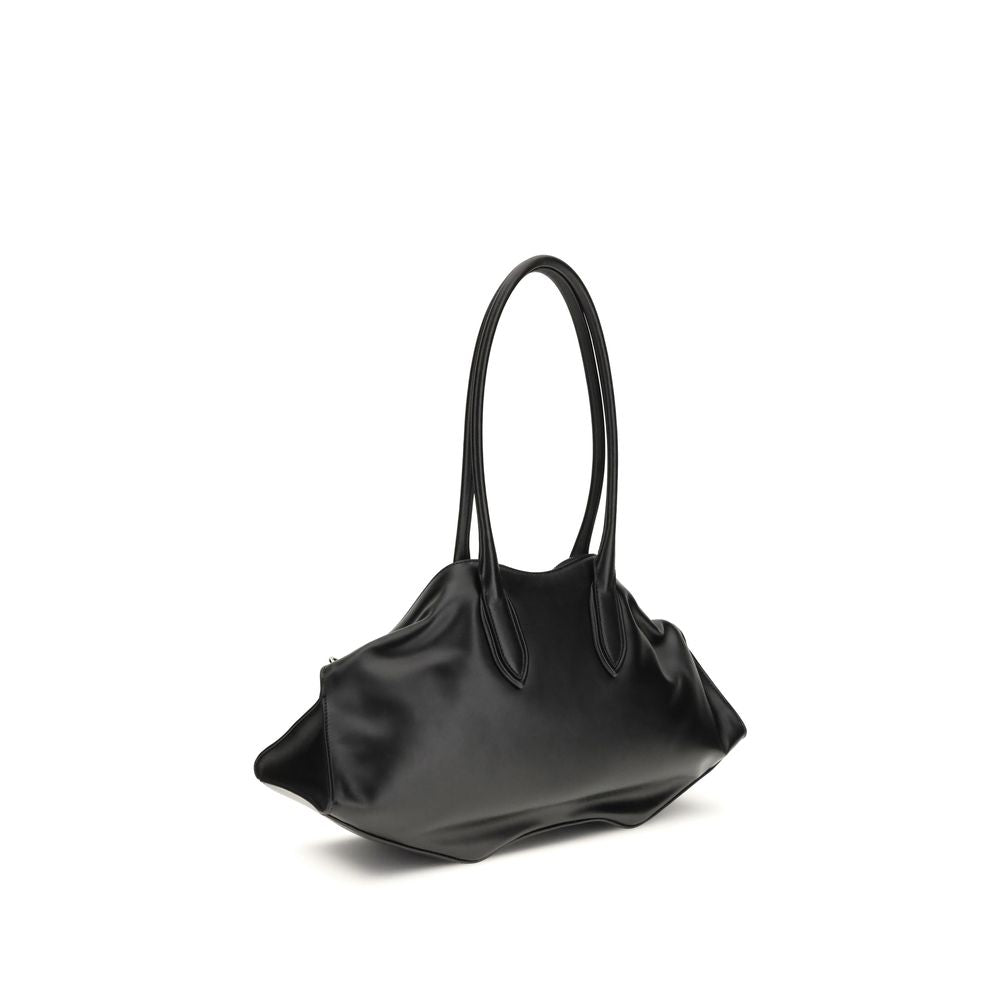 Alexander McQueen Black Calf Leather Bos Taurus Shoulder Bag