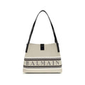 Balmain Beige Cotton Shoulder Bag