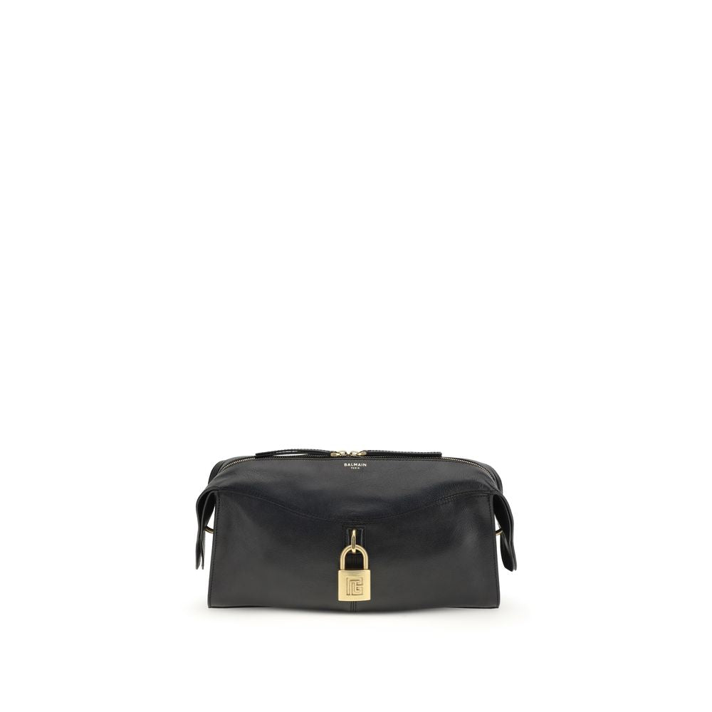 Balmain Black Calf Leather Bos Taurus Shoulder Bag