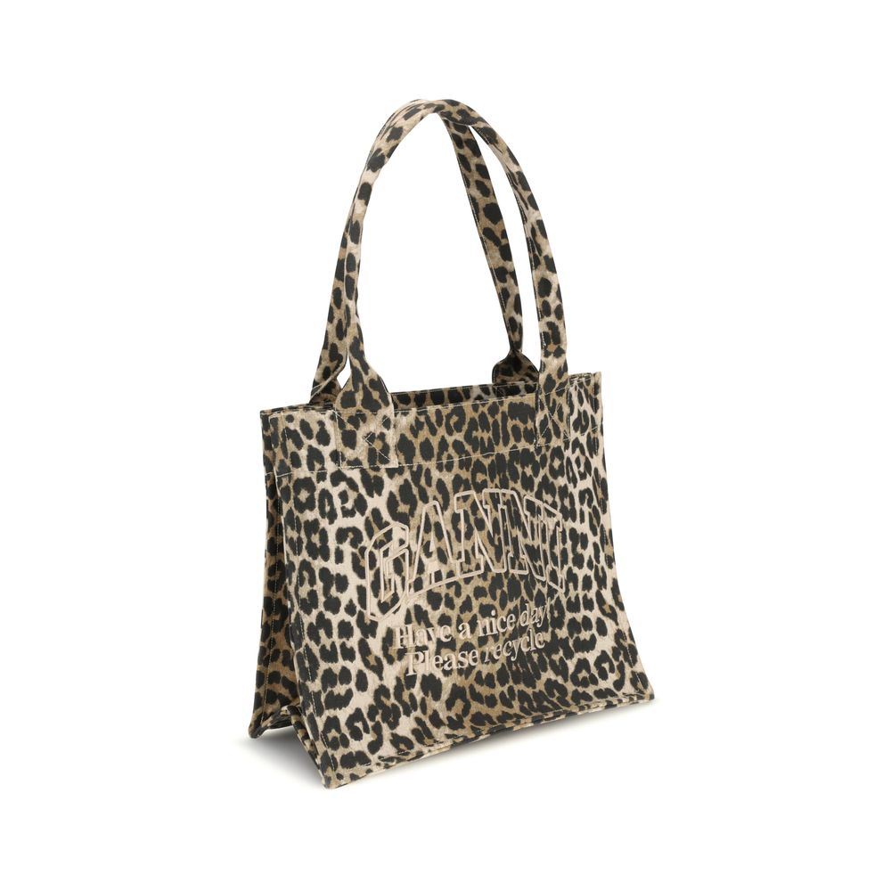 Ganni Brown Recycled Cotton Shoulder Bag