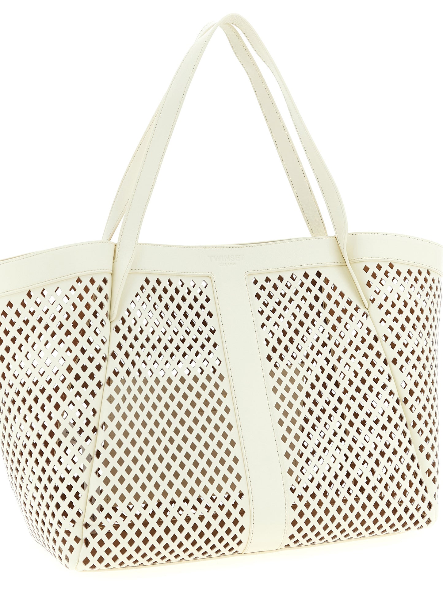 Twinset White Leather Tote Bag
