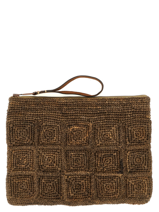 Ibeliv Brown Raffia Clutch Bag