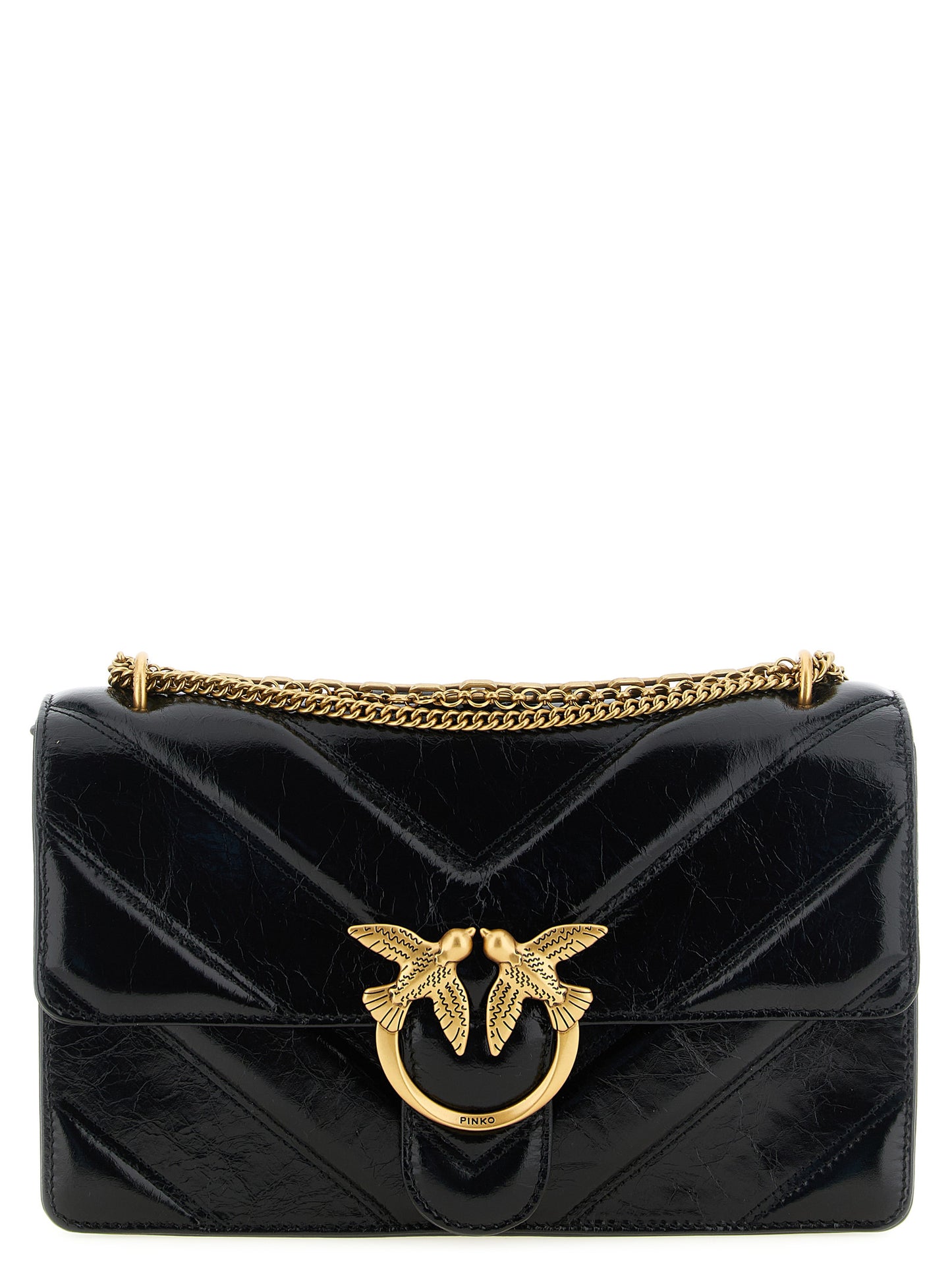 PINKO Black Calfskin Shoulder Bag