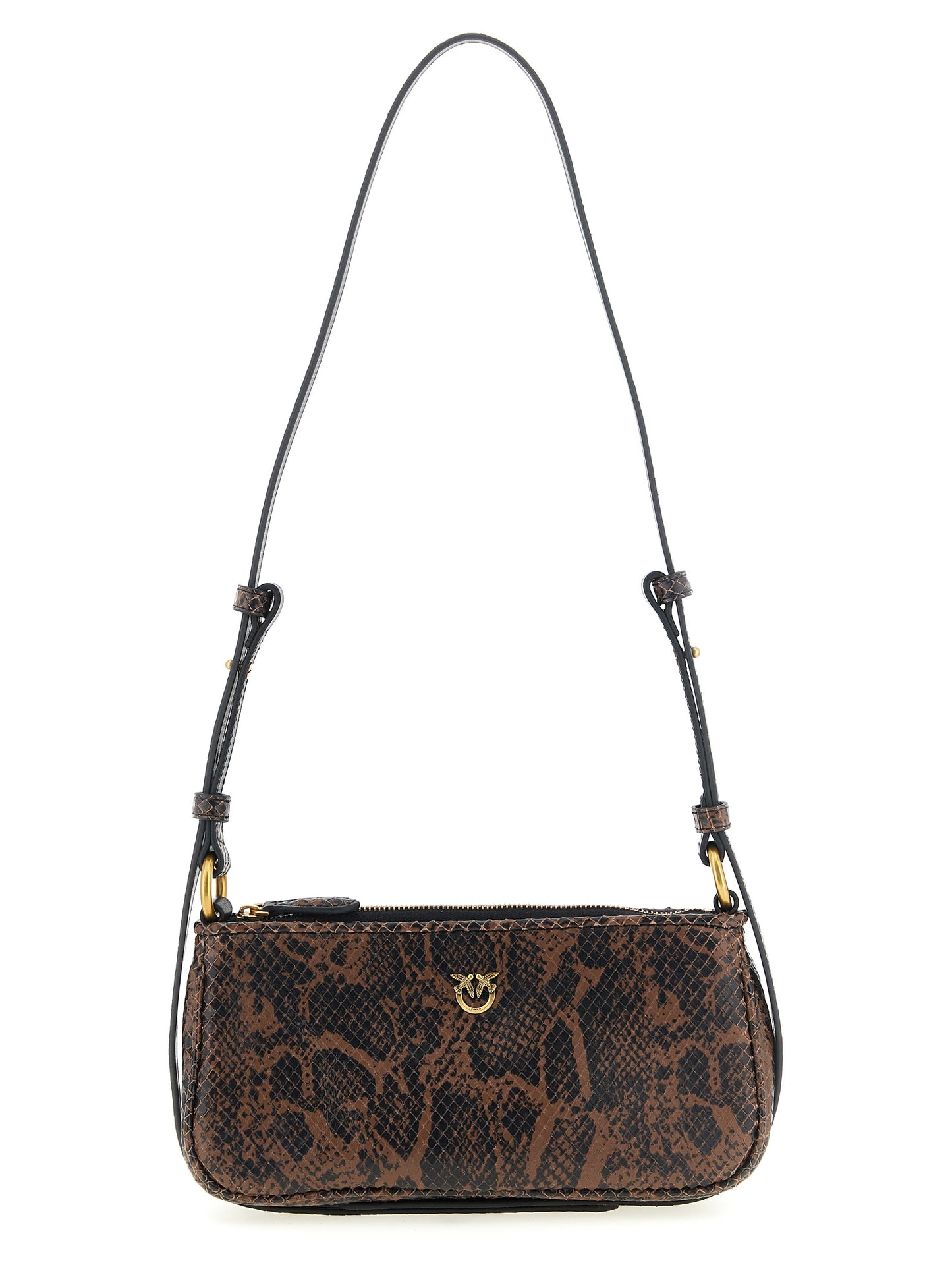 PINKO Brown Calfskin Crossbody Bag