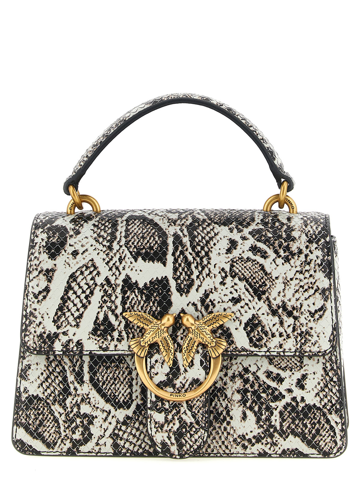 PINKO Gray Calfskin Handbag