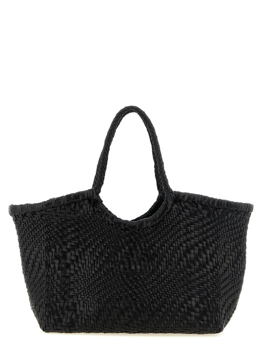 Dragon Diffusion Black Calfskin Women's Woven Shoulder Bag
