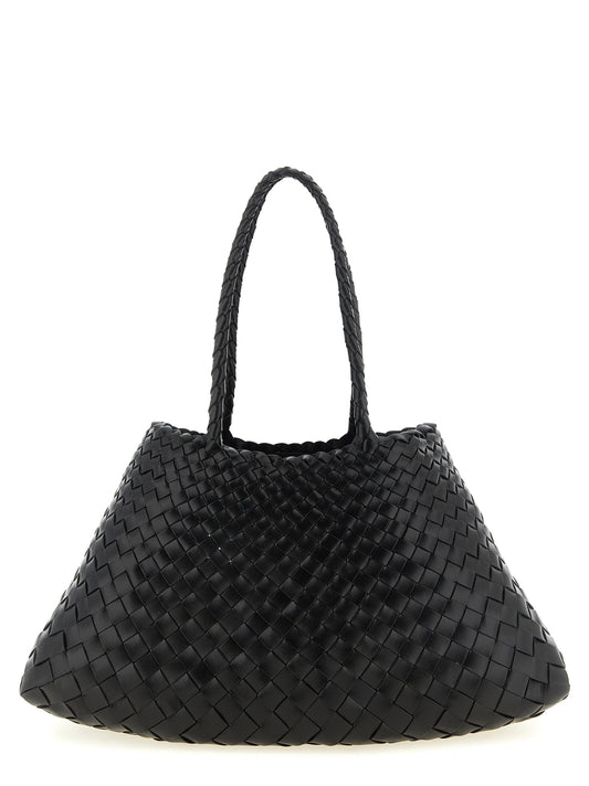 Dragon Diffusion Black Calfskin Women's Woven Croc-Effect Shoulder Bag