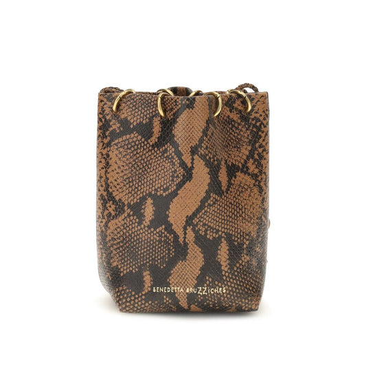 Benedetta Bruzziches Brown Calf Leather Bucket Women's Mini Bucket Bag