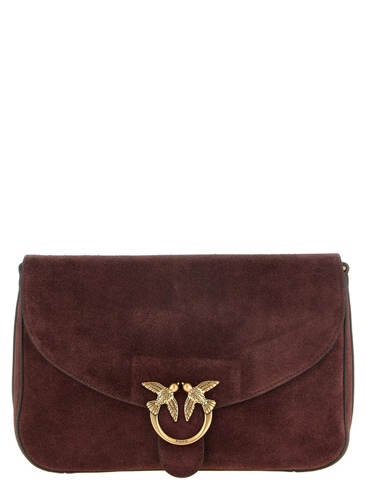 PINKO Burgundy Calfskin Women's Snap Crossbody Bag