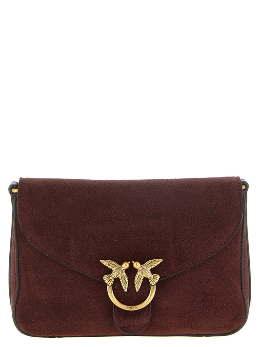 PINKO Burgundy Calfskin Women's Mini Flap Crossbody Bag