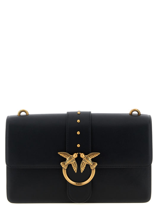 PINKO Black Goatskin Women's Chain Crossbody Bag
