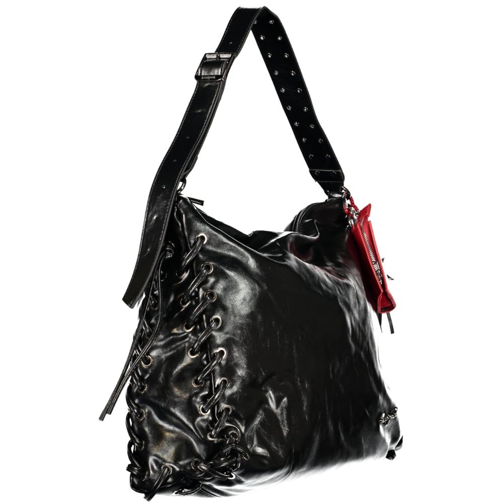Bolso de Mujer de Poliuretano Negro Desigual