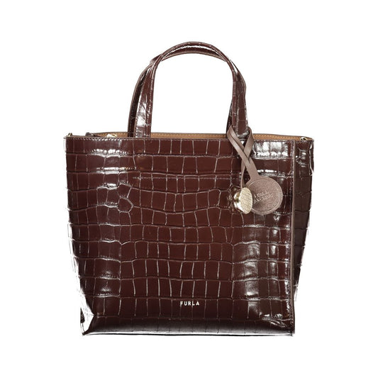 Furla Brown Leather Women's Zip Tote Bag - Ref FU-48425
