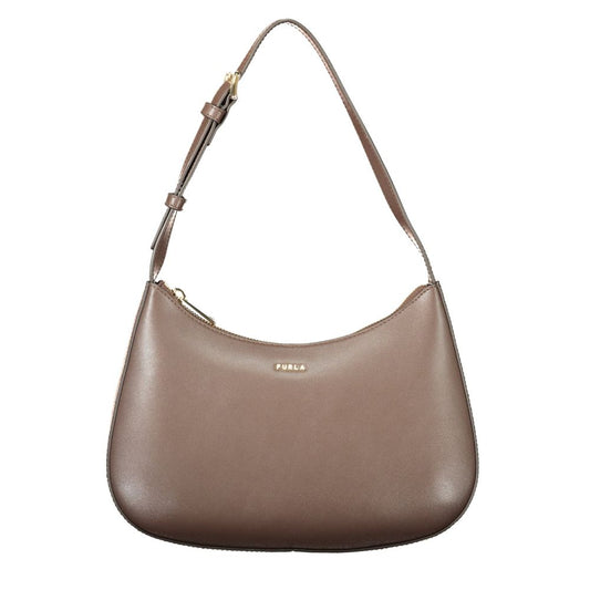 Furla Brown Leather Women's Zip Shoulder Bag