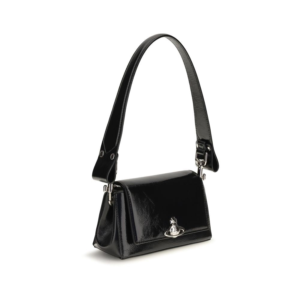 Vivienne Westwood Black Calf Leather Bos Taurus Women's Snap Shoulder Bag