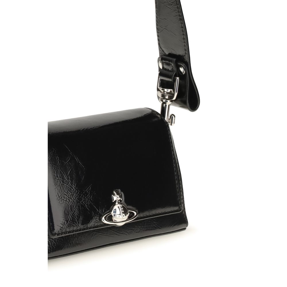 Vivienne Westwood Black Calf Leather Bos Taurus Women's Snap Shoulder Bag