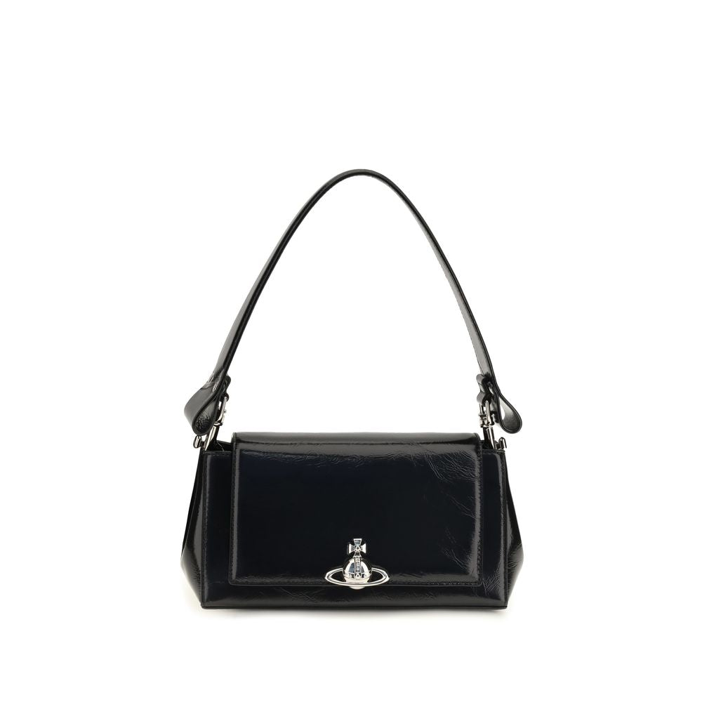 Vivienne Westwood Black Calf Leather Bos Taurus Women's Chain Snap Shoulder Bag