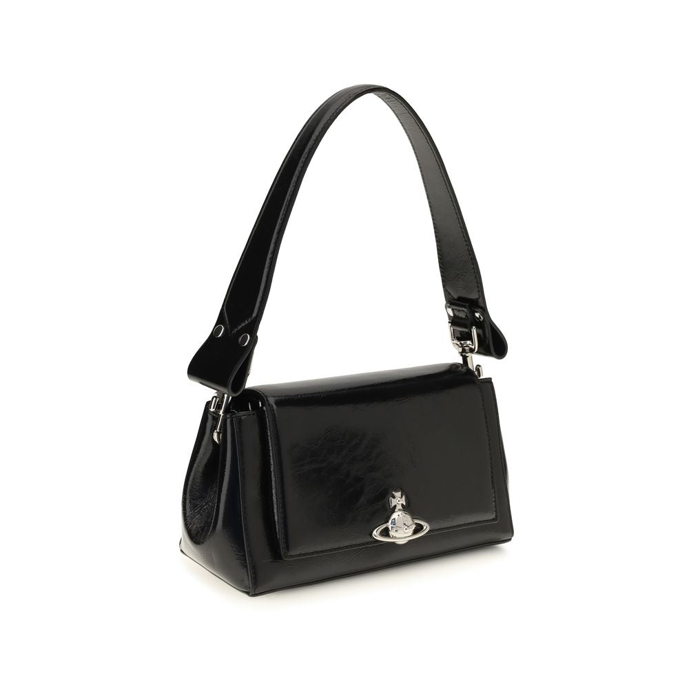 Vivienne Westwood Black Calf Leather Bos Taurus Women's Chain Snap Shoulder Bag