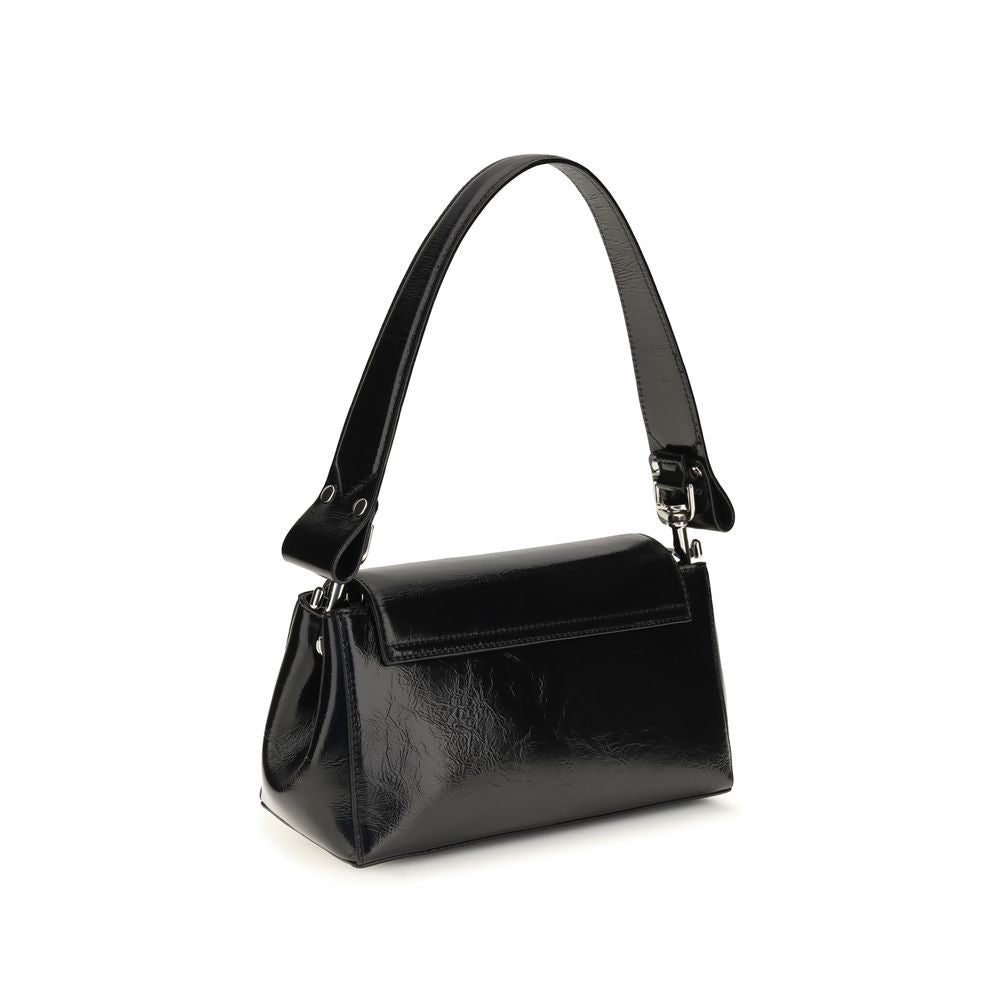 Vivienne Westwood Black Calf Leather Bos Taurus Women's Chain Snap Shoulder Bag