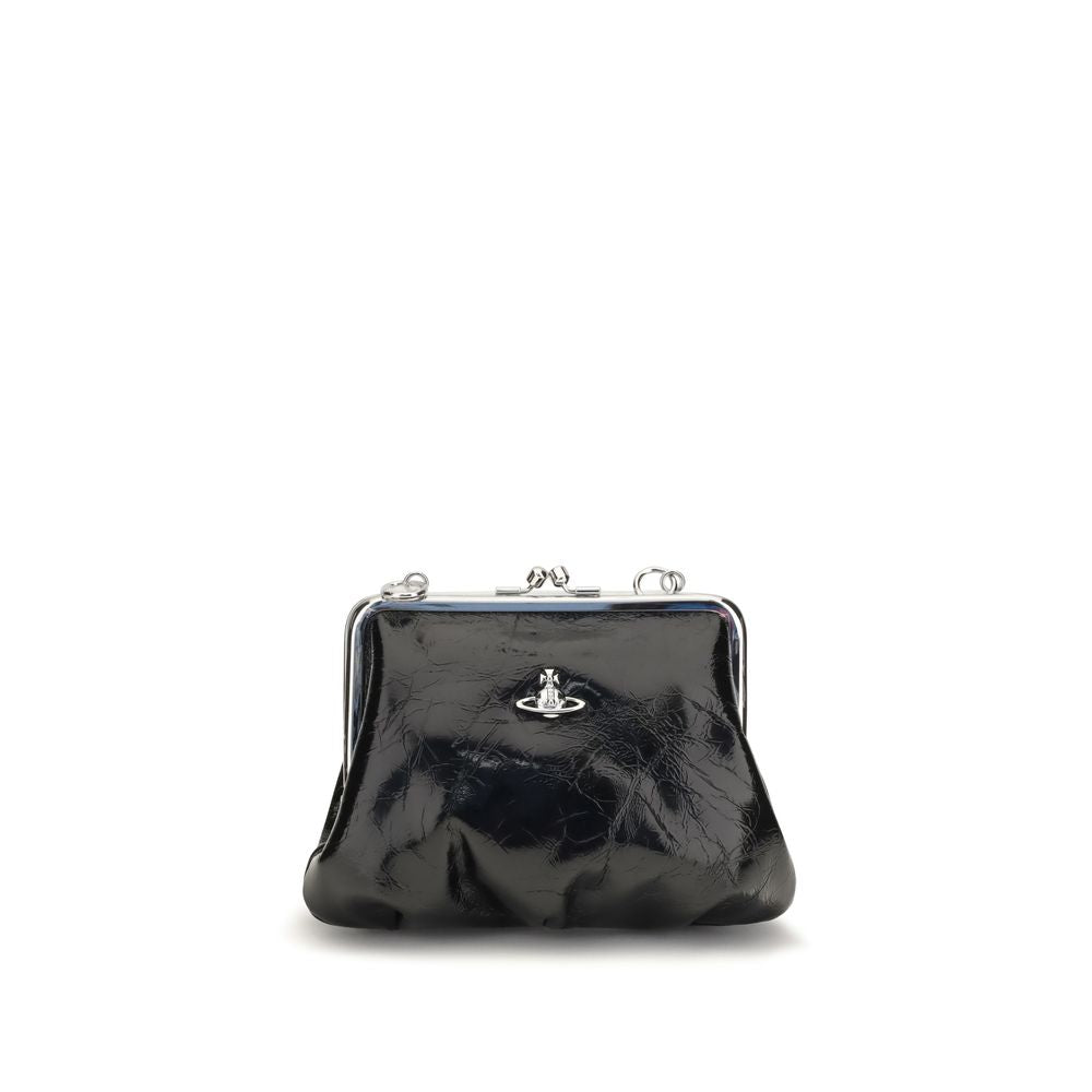 Vivienne Westwood Black Calf Leather Bos Taurus Women's Chain Shoulder Bag