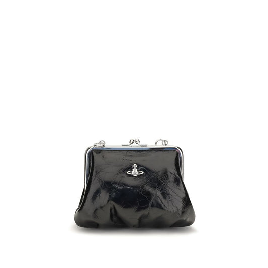 Vivienne Westwood Black Calf Leather Bos Taurus Women's Chain Shoulder Bag