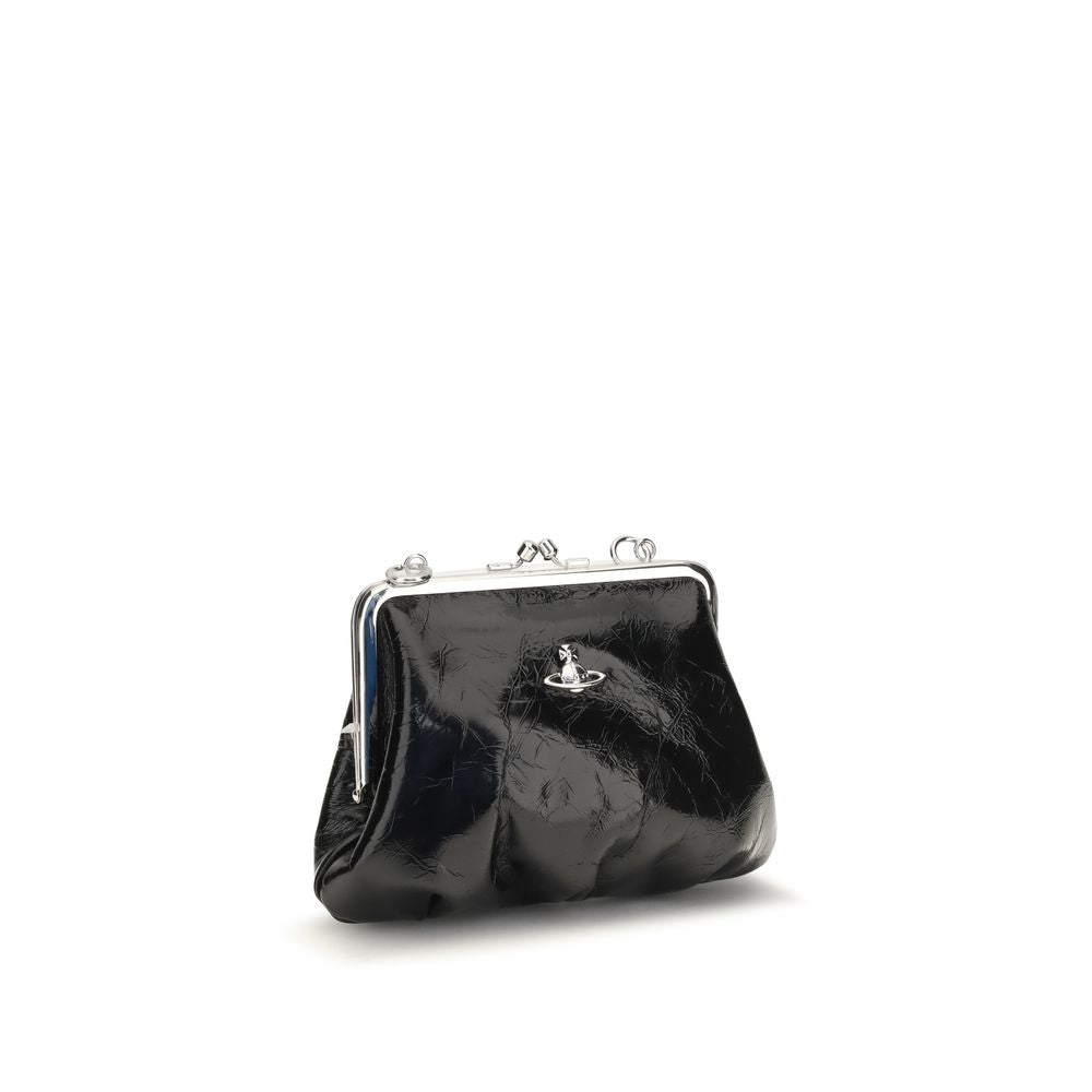 Vivienne Westwood Black Calf Leather Bos Taurus Women's Chain Shoulder Bag