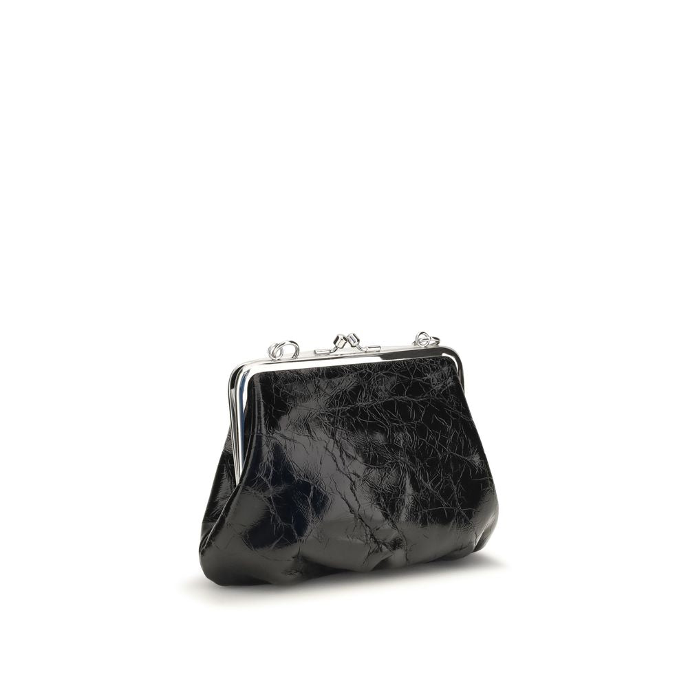 Vivienne Westwood Black Calf Leather Bos Taurus Women's Chain Shoulder Bag