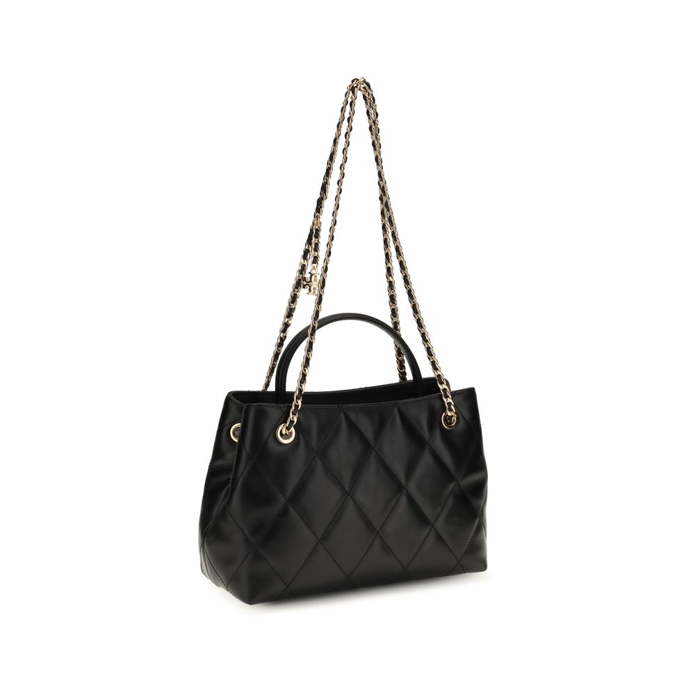 Tory Burch Black Calf Leather Women's Chain Tote Bag