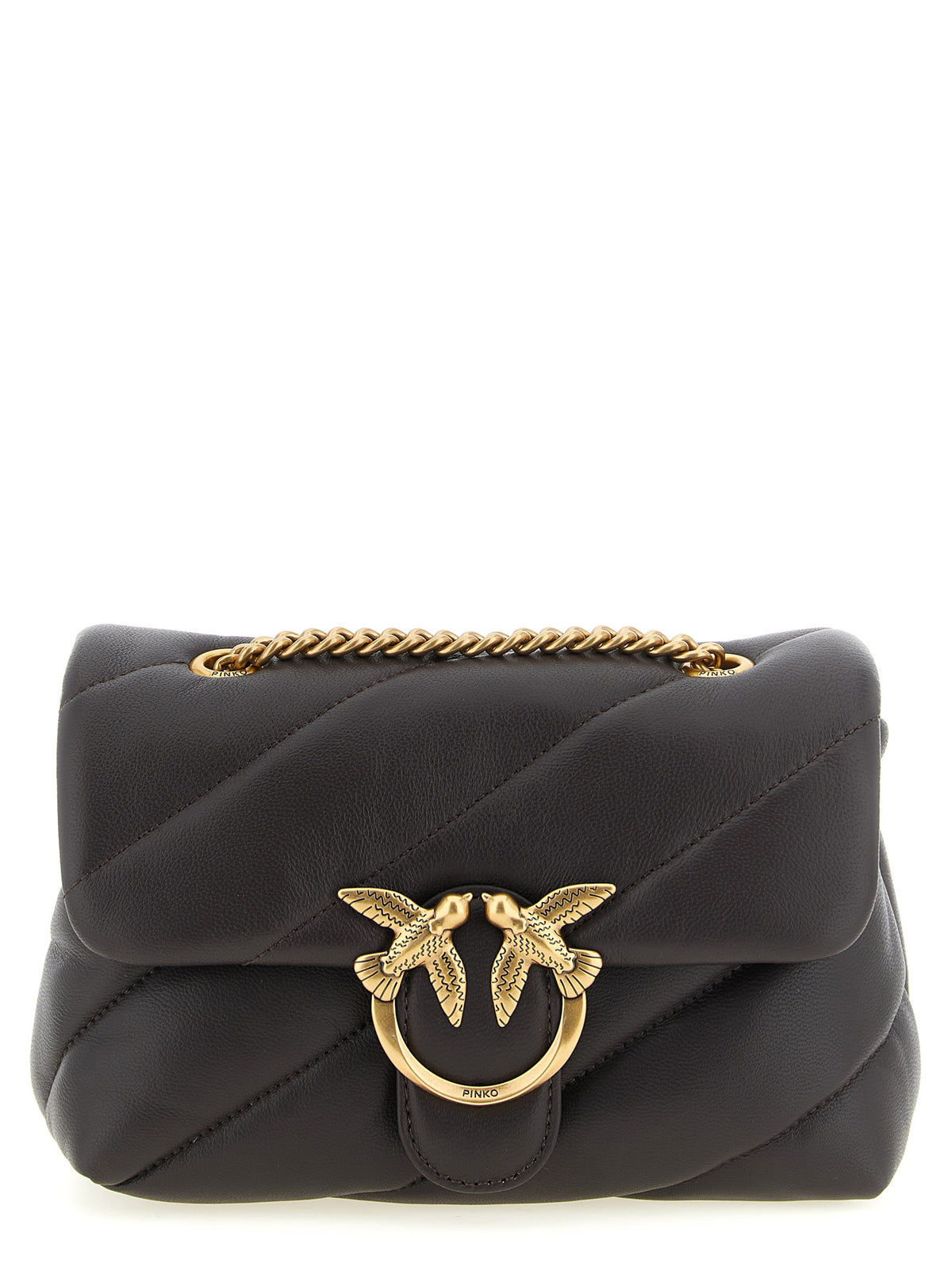 PINKO Black Lamb Leather Women's Chain Crossbody Bag