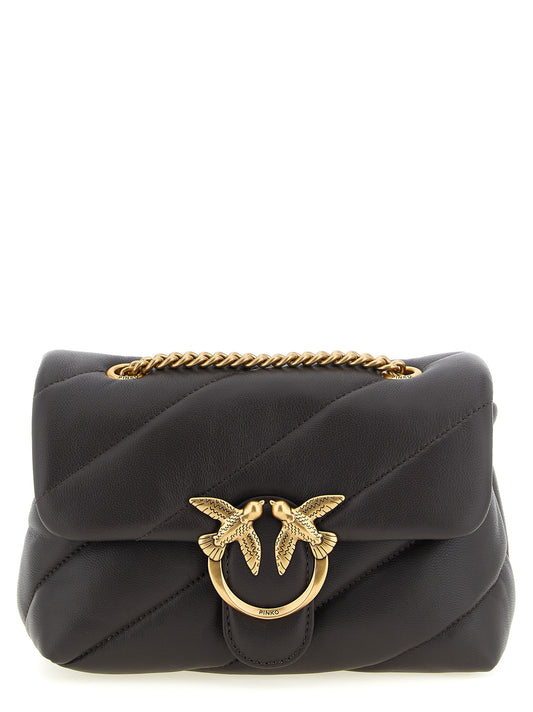 PINKO Black Lamb Leather Women's Chain Crossbody Bag