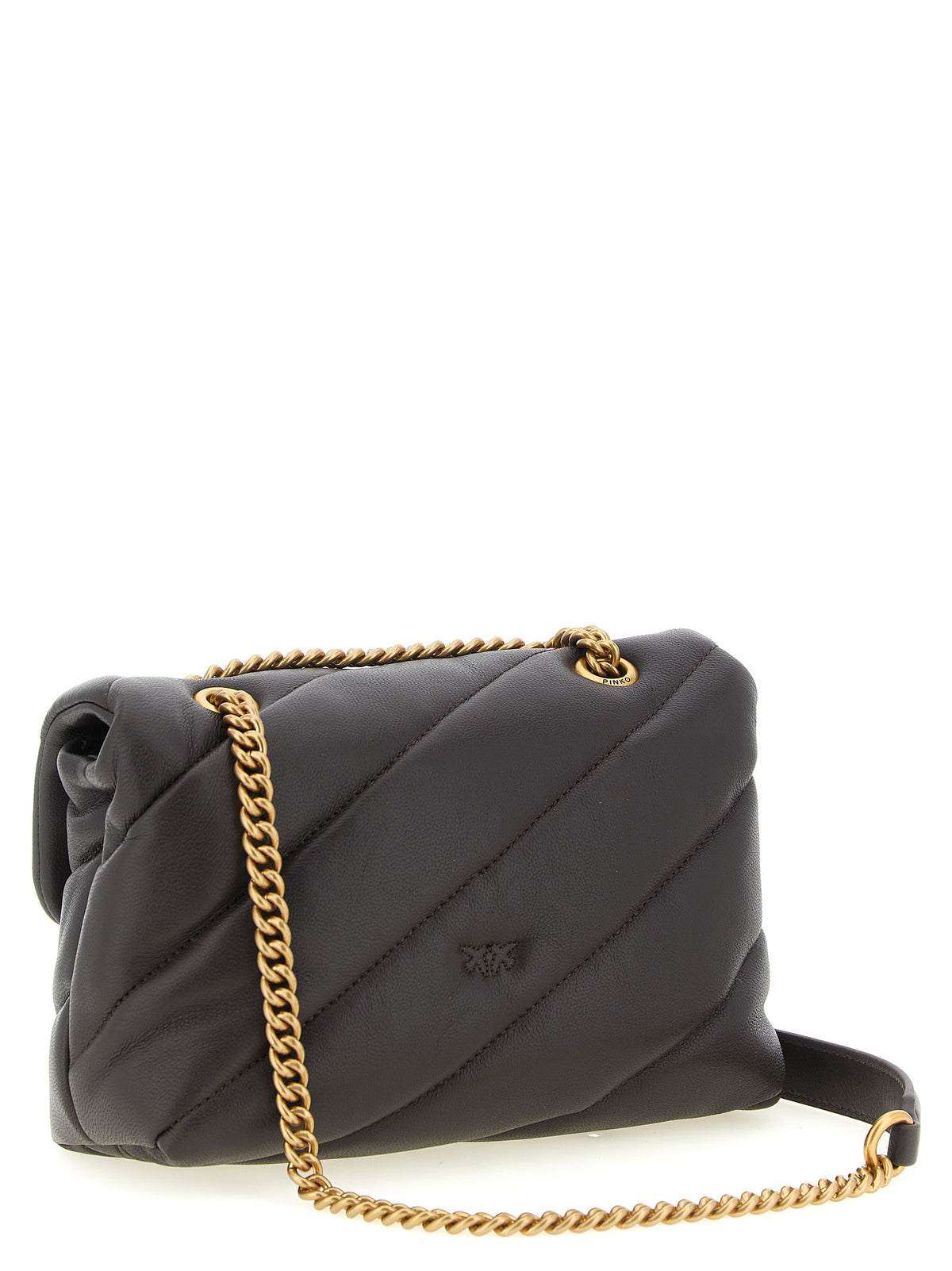 PINKO Black Lamb Leather Women's Chain Crossbody Bag