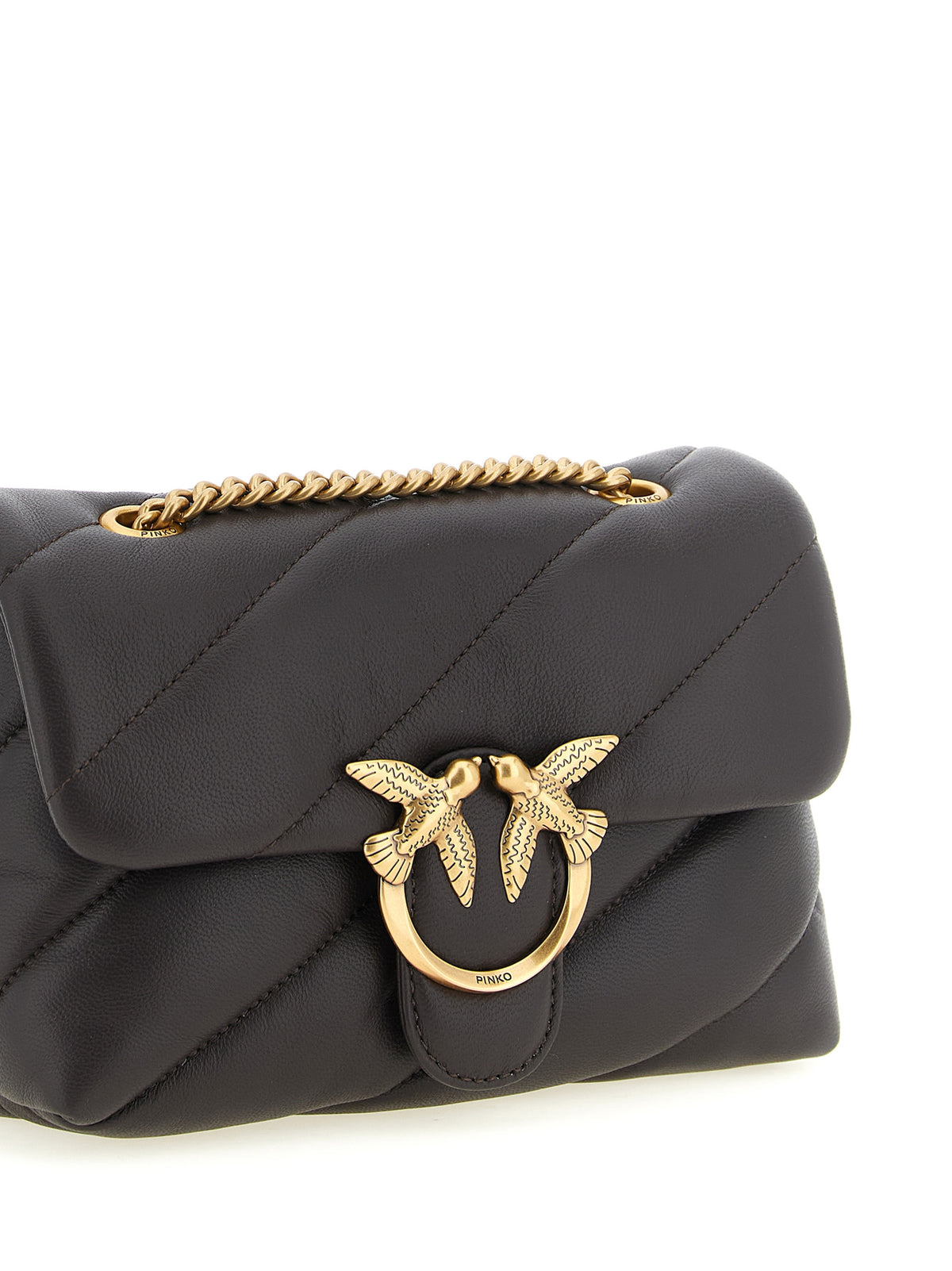 PINKO Black Lamb Leather Women's Chain Crossbody Bag