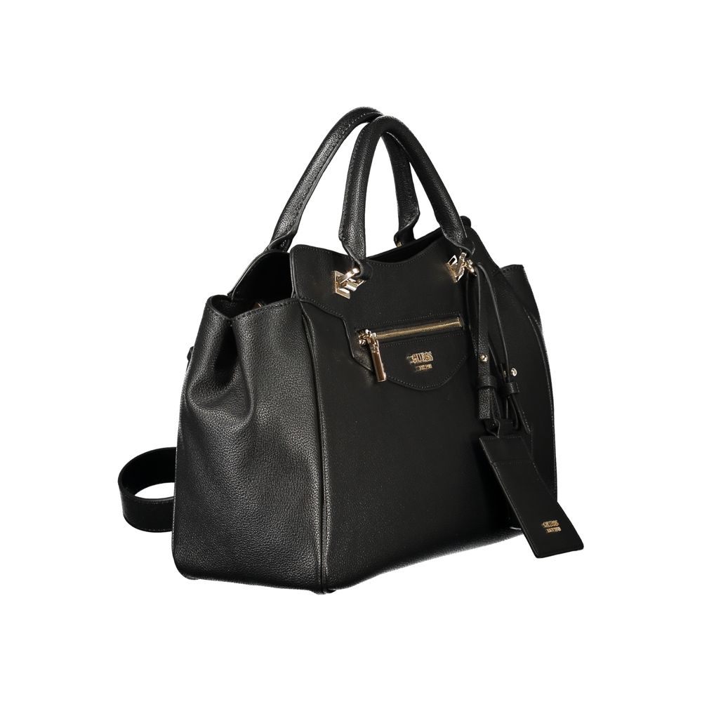 Guess Jeans Black Polyurethane Women's Zip Footed Top-Handle Bag - Ref GU-48550