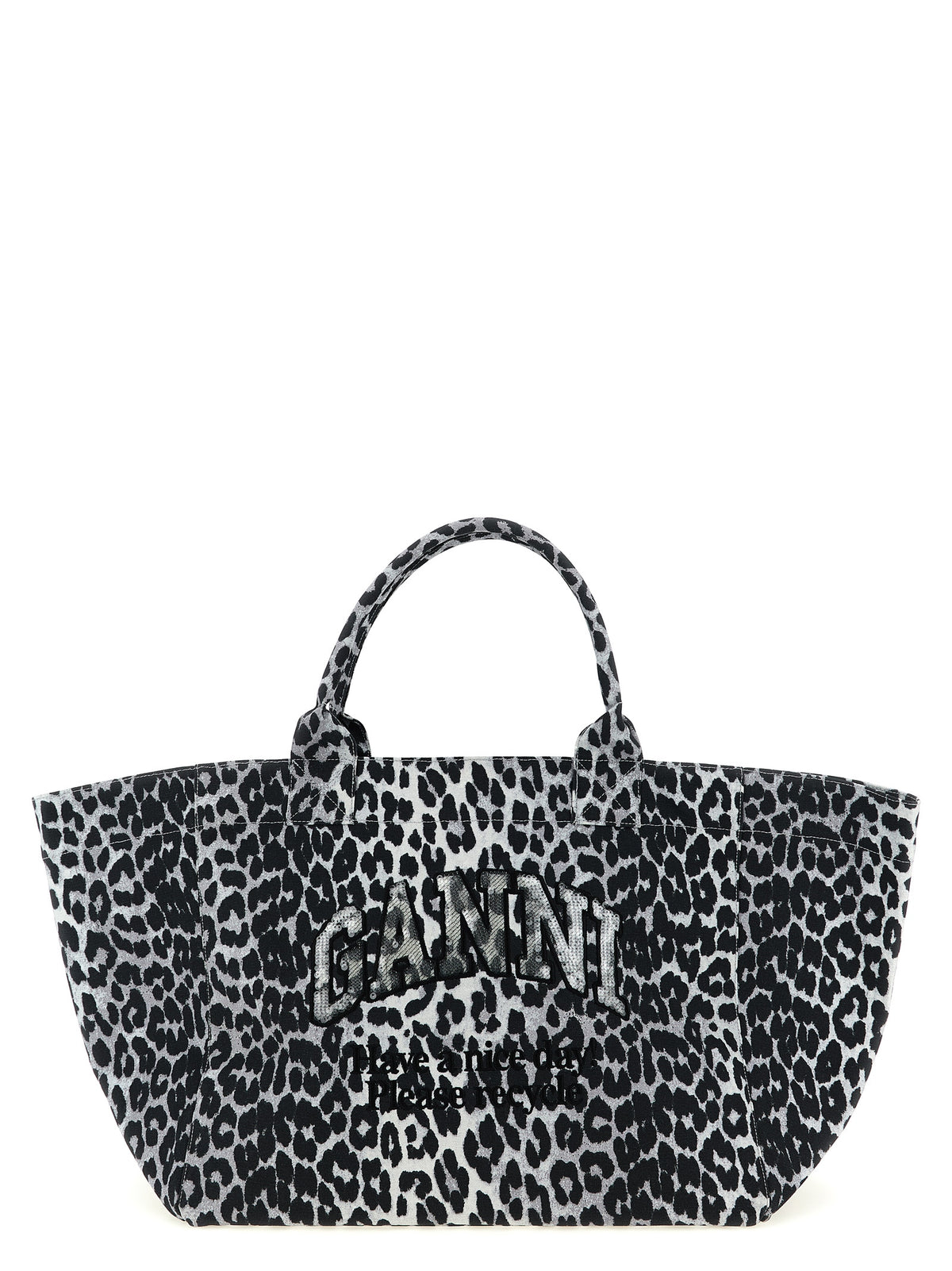 Bolso tote de algodón reciclado gris de Ganni