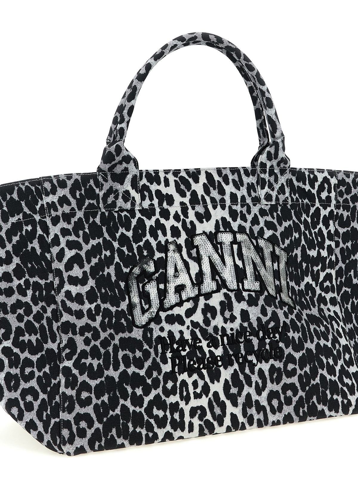 Bolso tote de algodón reciclado gris de Ganni