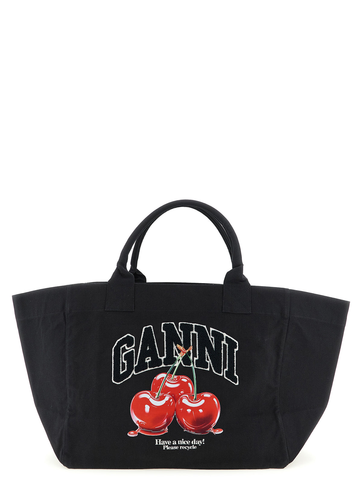 Ganni Black Recycled Cotton Tote Women's Tote Bag - Ref GA326308BM