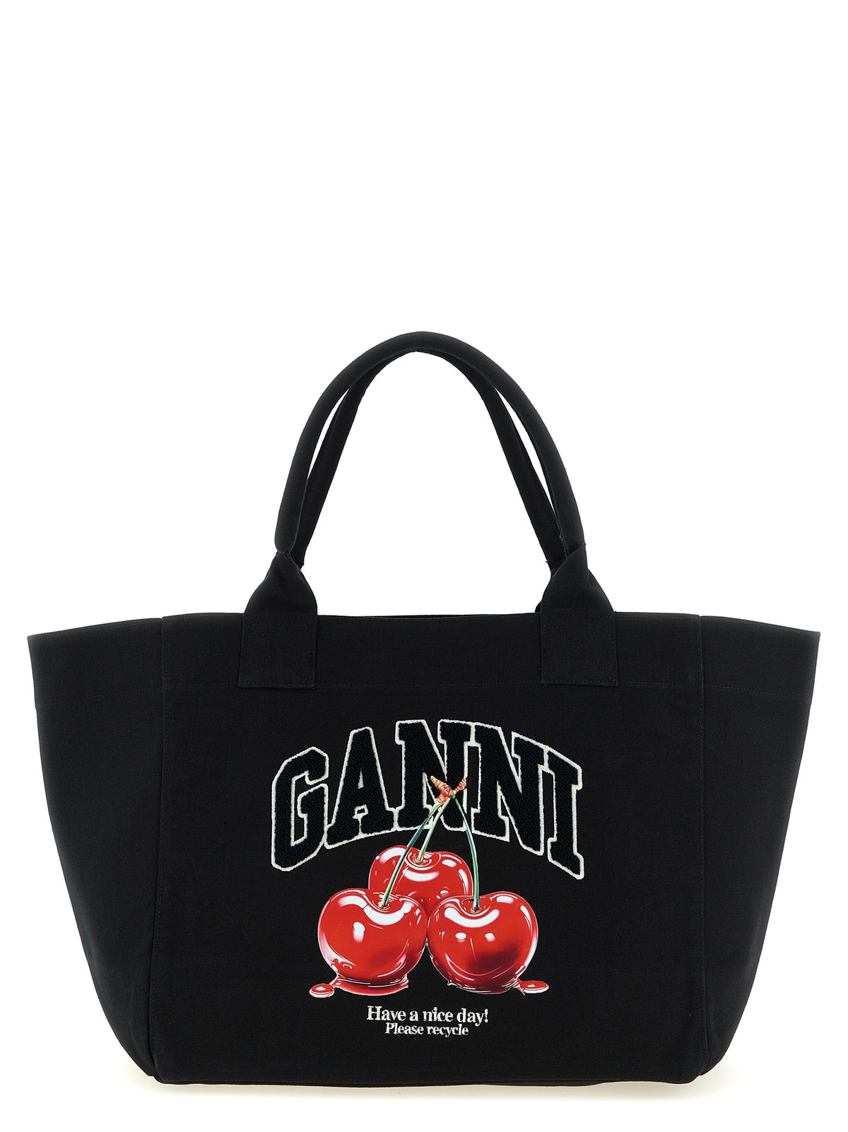 Ganni Black Recycled Cotton Tote Women's Tote Bag - Ref GA327963BM
